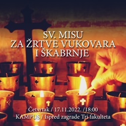 Na Sveučilištu u Splitu organizira se sveta misa za žrtve Vukovara i Škabrnje