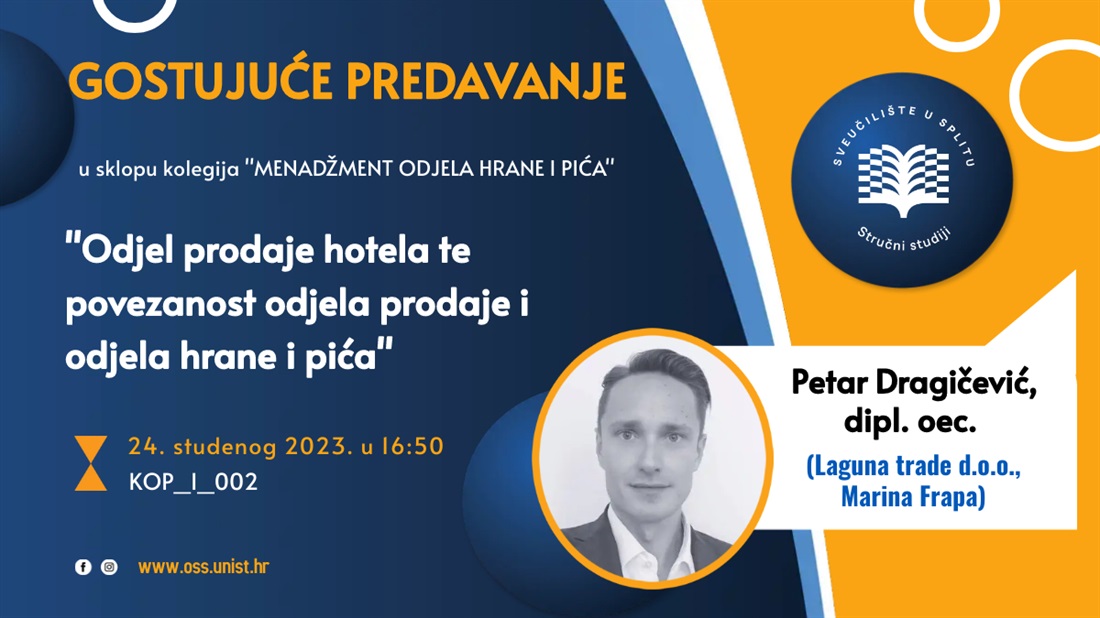 Gostujuće predavanje - Petar Dragičević, dipl.oec.