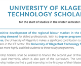 University of Klagenfurt Technology Scholarships: application call for the start of studies in the winter semester 2024/25