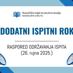 RASPORED ODRŽAVANJA ISPITA - DODATNI ISPITNI ROK (26. rujna 2025.)