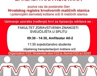 Akcija upisa u Registar darivatelja matičnih stanica uz edukativni program na Fakultetu zdravstvenih znanosti u Splitu
