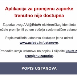 Obavijest korisnicima za izmjenu lozinke