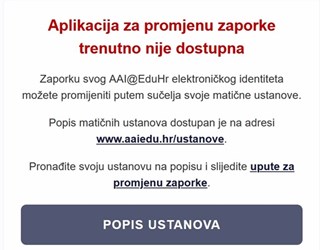 Obavijest korisnicima za izmjenu lozinke