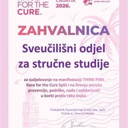 Race for the Cure 2026. - zahvalnica organizatora Odjelu