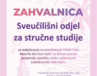 Race for the Cure 2026. - zahvalnica organizatora Odjelu