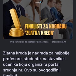 Profesorica Odjela za stručne studije u finalu za nagradu Zlatna kreda!